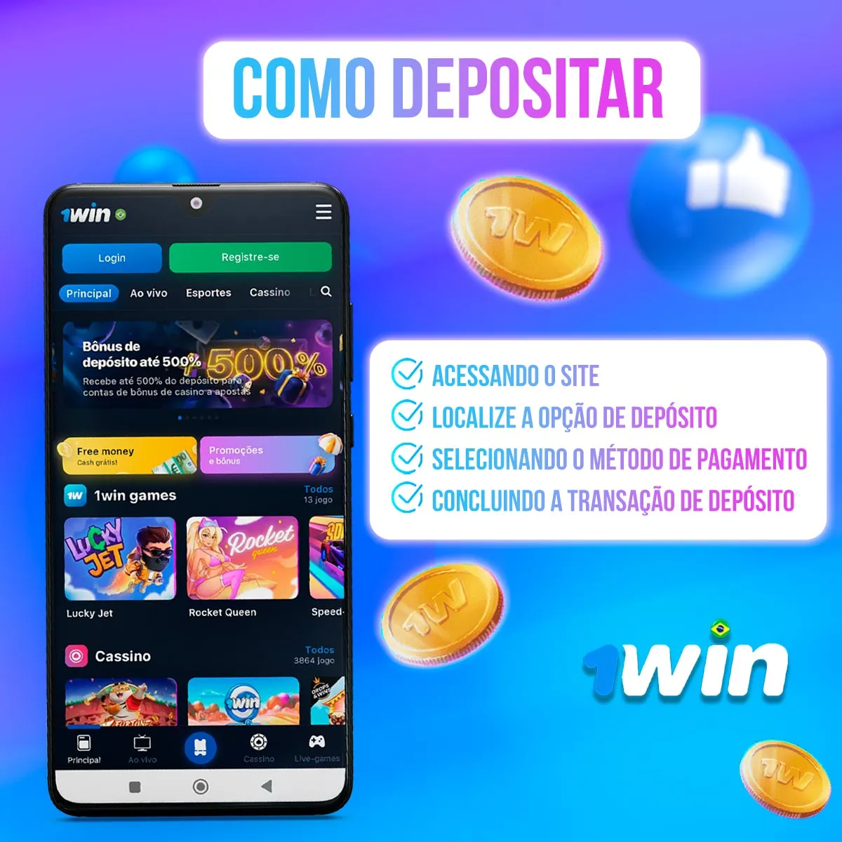 Fazer um depósito na plataforma da casa de apostas 1win no mercado brasileiro