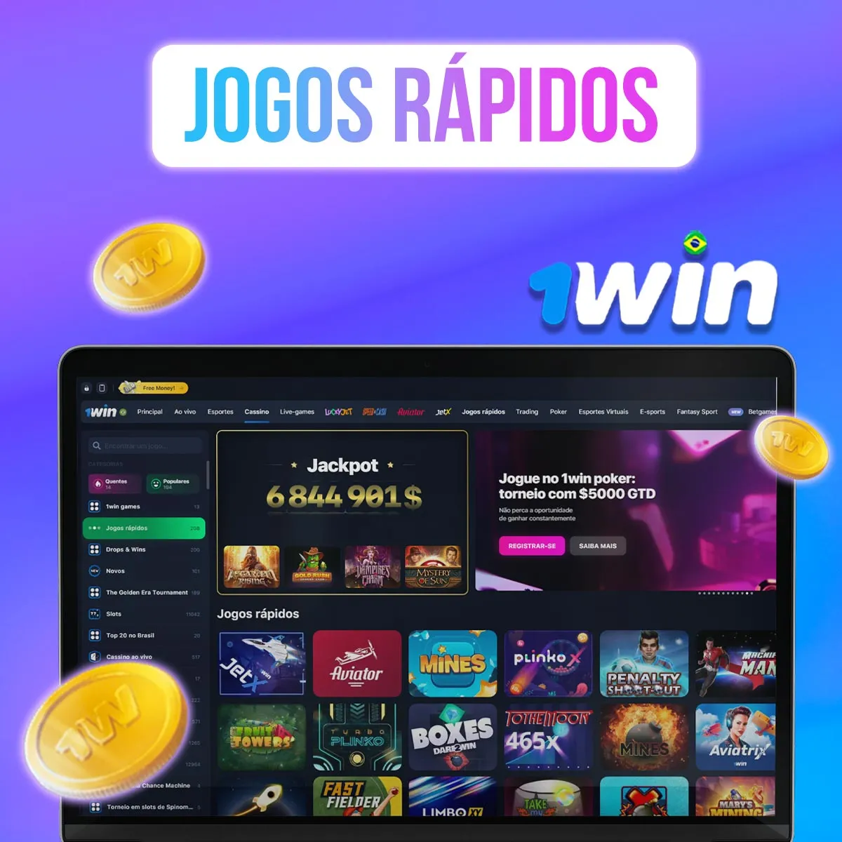 Jogos Rápidos no cassino da casa de apostas 1win no mercado brasileiro
