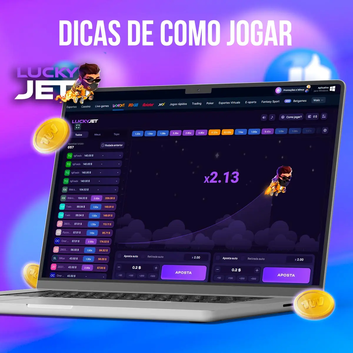 Dicas para jogar 1win Lucky Jet