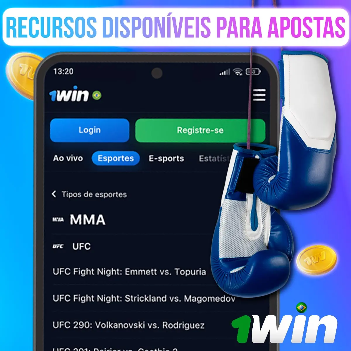 Funcionalidade disponível para apostas de MMA 1win