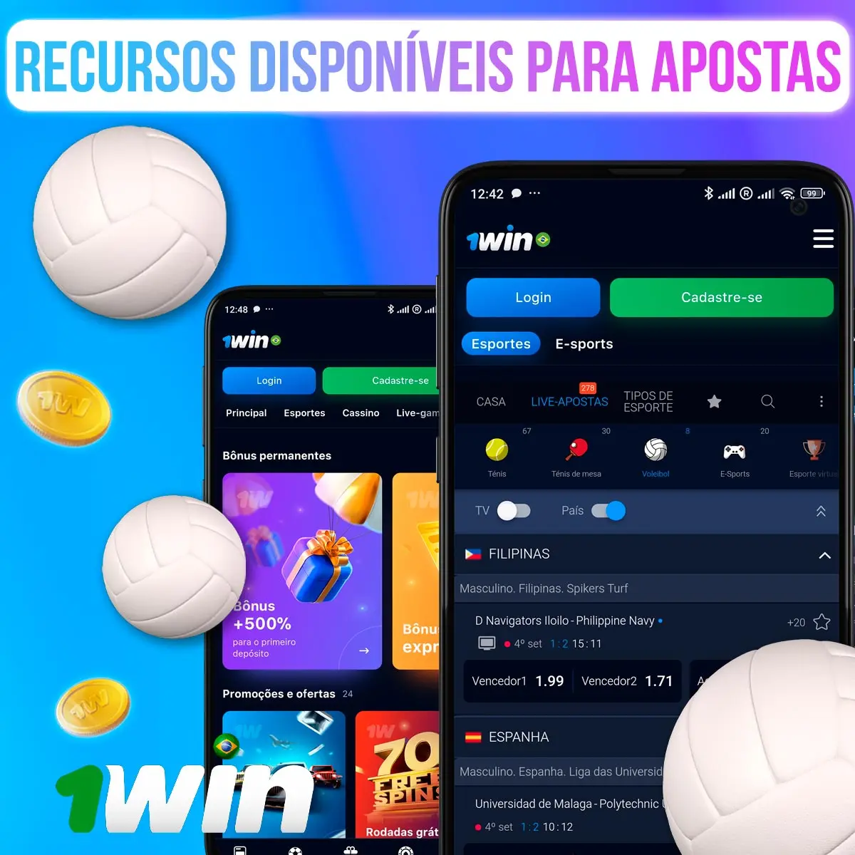 Funcionalidade disponível para apostas de Voley 1win